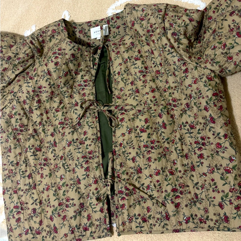 🍂🍎Sezane Paoline Jacket Organic cotton Floral Quilted Jacket - Picture 8 of 11
